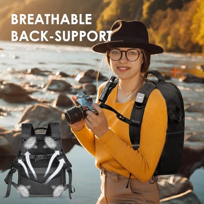 TARION Camera Backpack Slim Photography - 12.5L Compact DSLR Bag with Side Access 14in Laptop Compartment Waterproof Rain Cover - Black TRL - color: 12.5l Backpack Black, size: Large