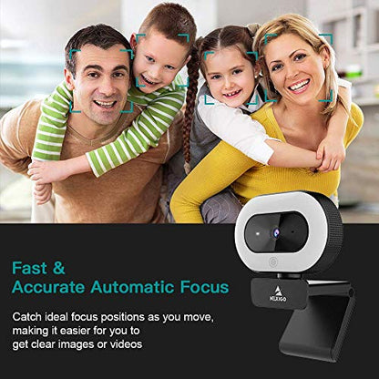 NexiGo StreamCam N930E, 1080P Webcam with Ring Light and Privacy Cover, Auto-Focus, Plug and Play, Web Camera for Online Learning, Zoom Meeting Skype Teams (Renewed) - style: Webcam with Light