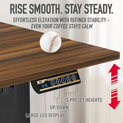 SHW 40-Inch Mobile Electric Height Adjustable Sit to Stand Desk with Drawer, Hanging Hooks and Cable Management, Walnut - color: Walnut