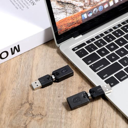 2 Pack USB 90 Degree Adapter, USB Male to Female USB2.0 Adapter | Rotatable 360 Degree Black Adjustable USB Right Angle Adapters Extension Adapters Convertor