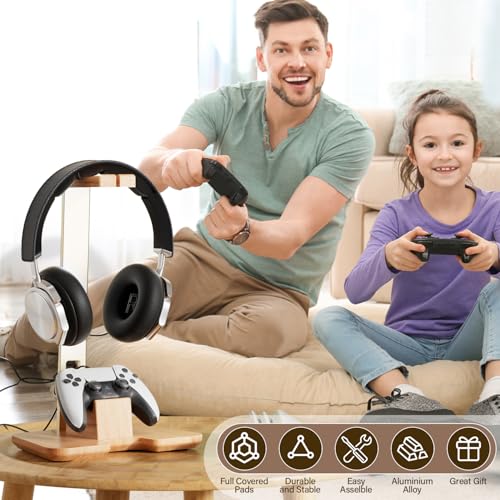 Controller and Headphone Stand for Desk Gaming Desk Accessories Controller and Headphone Holder Headset Holder Headset Stand - color: Gold Color