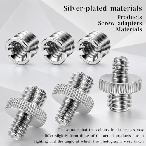 3 PCS 1/4 Inch to 3/8 Inch Tripod Adapter & 3PCS 3/8 to 1/4 Mount Screws Adapter, Threaded Screws Adapters Double Head Stud Standard Mounting Thread Converter for Camera Tripod Monopod Light Stand