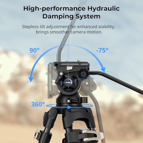 SmallRig AD-01S Video Tripod, 74" Heavy Duty Tripod with Pan and Tilt Fluid Head, Dual-Mode Quick Release Plate, Load up to 13.2lb / 6kg for DSLR, Camcorder, Cameras - style: AD-01S