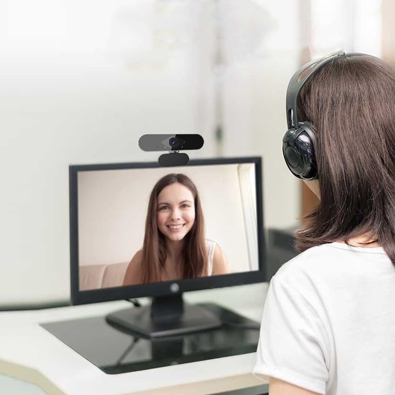 Webcam with Microphone Camera pc cam, 1080p HD Mini Facecam Video Conferencing, 360° Adjustable USB Web Cam Plug&Play for Conference Live Streaming Recording