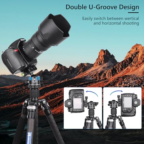 Low Profile Ball Head Heavy Duty Camera Tripod Ball Head 34mm Diameter with Two 1/4" Quick Release Plates for Camera Tripod, Monopod, DSLR,Max Load 33lbs /15kg