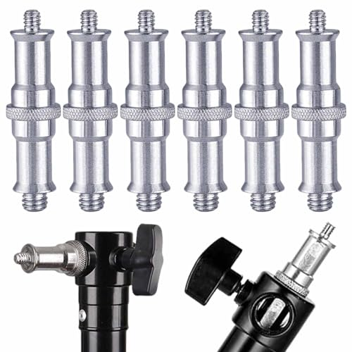 KuuGuu 4 PCS Standard 1/4 to 3/8 inch Metal Convertor Threaded Screw Tripod Adapter Spigot Stud for Flash Holder, Studio Light Stand, Ball Head (Copper) - size: Silver (6)