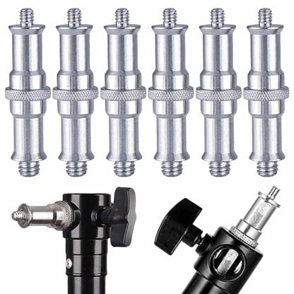 KuuGuu 4 PCS Standard 1/4 to 3/8 inch Metal Convertor Threaded Screw Tripod Adapter Spigot Stud for Flash Holder, Studio Light Stand, Ball Head (Copper) - size: Silver (6)