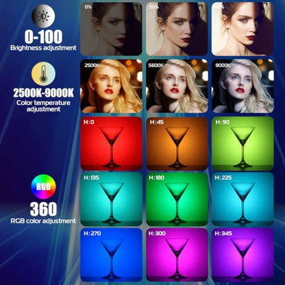 ULANZI VL120 RGB Video Light, Pocket LED On-Camera Video Lights, Built-in 3100mAh Rechargeable Battery, 360 Full Color 20 Light Effects, CRI≥95 2500-9000K LED Panels for Photography Vlogging