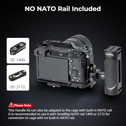 SMALLRIG Mini Camera Side Handle with NATO and 1/4"-20 Screws Installation Options, for Left and Right Hand, with 1/4"-20 Threaded Holes, Wrist Strap Holes, Cold Shoe, Up and Down Adjustable - style: 1/4"-20 Screws & NATO Clamp