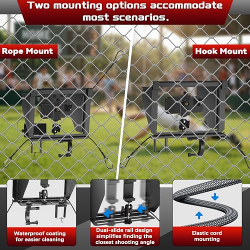 Cell Phone Fence Mount with Shade, Game Changer Mounting kit for iPhones, Mevo Start, GoPro, Insta 360 and Other Action Cameras, for Recording Baseball,Softball and Tennis Games(Matte Black)