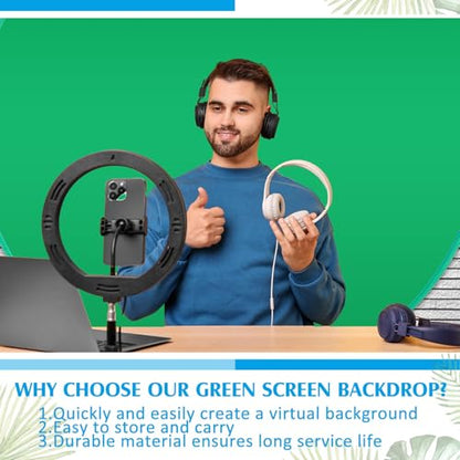 Briwooody Collapsible Blue Green Screen Backdrop (56") Double Sided Webcam Portable Background for Green Screen Chair with Storage Bag 2 in 1 Pop up Backdrop for Live Streaming Video Meeting