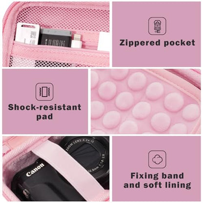 ProCase Hard Shell Digital Camera Case for Canon G7X Mark III Mark II, Sony Cybershot, PowerShot SX740, Ricoh GR III, Kodak Pixpro, Compact 4K Vlogging Small Cameras Travel Carrying Storage Bag -Pink - color: Pink