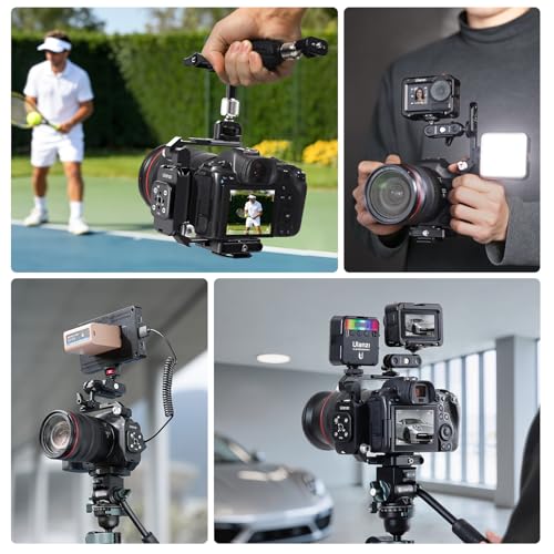 ULANZI XJ01 Uka Universal Foldable Camera Cage & Stablizer, 2-in-1 Portable Top Handle Grip & Quick Release Half Cage w NATO Rail, ARRI Loc, Cold Shoe f Mirrorless Cameras Phone Gimbal Tripod - Black