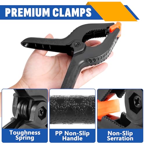 20 Pack 6 inch Plastic Spring Clamps, Black Heavy Duty Clips, Backdrop Clips, Plastic Clamps for Crafts, Backdrop Stand, Woodworking, Photography - size: 6in-20P