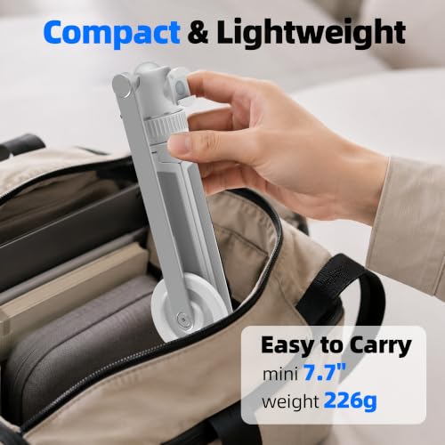 PHOPIK 35" Magnetic Selfie Stick Phone Tripod, Extendable Phone Tripod with Cold Shoe and Remote,Compatible with iPhone/Android/Sport Camera Perfect for Video Recording/Selfies/Insta360 x5（White） - size: SS21-W