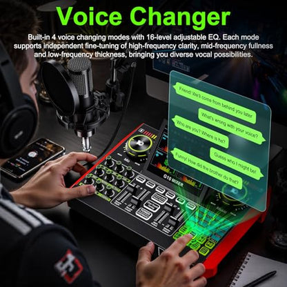 G10 Podcast Equipment Bundle with 3.5mm Condenser Microphone for Pc/Phone Live Streaming Singing Gaming, Podcast Microphone Bundle with Live Sound Board Audio Mixer,Noise Reduction,DJ Sets