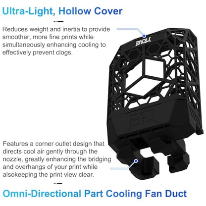 BIQU Panda Jetpack Nylon Printhead Front Cover + Cooling Fan Duct for Bambu-Lab P1/X1 3D Printers, Lightweight High Positioning Accuracy Fully Suitable for Panda Revo/Flow - size: Panda Jet Pack V1 Black