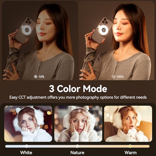 Fill Light for Magsafe LED Phone Light Attachment Selfie Ring Light Brightness Adjustable Compatible w Magsafe for iPhone Smartphone Vlogs/Photography/Video Conference Color Black - color: Black