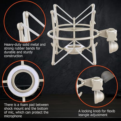 Microphone Shock Mount, Metal Universal Mic Holder Spider Recording Mic Shockmount Stand Compatible with Many Condenser Mics for Almost of Neumann (MX25)
