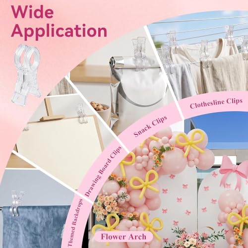 20 Pack Balloon Arch Clips, 3.5 Inch Heavy Duty Transparent Spring Clamps for Balloon Arch Kit, Clear Plastic Clips for Birthday Party Wedding Backdrop Decor, Photography Studio and Crafts (Clear)