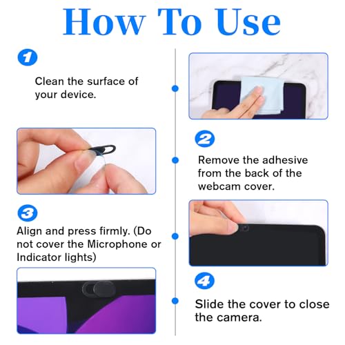 50 Pcs Webcam Cover, Black Practical Laptop Camera Cover Small Portable Phone Camera Covers for Compute Cell Phone PC Accessories to Protect Your Privacy and Security(Black, White) - color: Black, White