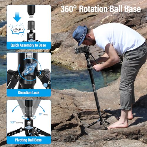 SIRUI SVM-145 Rapid Monopod with Feet, 57” Professional Carbon Fiber Camera Monopod, One-Step Rapid Height Adjustment, Modular 3 in 1, Max Load 22lbs - size: SVM-145