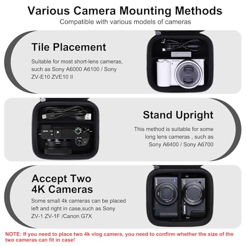 XANAD Hard Case for Sony a6400/a6700/a6100/a6000/a5000/a5100/ZV-E10/ZVE10 II or Fujifilm X100VI / X100V Digital Camera (Black) - color: Black