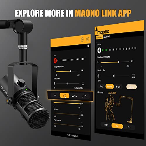 MAONO Dynamic Microphone, USB/XLR Podcast PC Microphone with Software, EQ,Tap-to-Mute, Headphone Jack, Gain Knob & Volume Control, Studio Mic for Broadcast, Recording, Streaming & Gaming (PD400X)