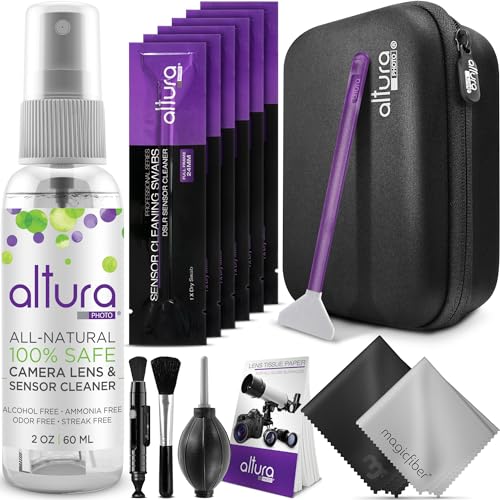Altura Photo Camera Lens Cleaning Kit - Full Frame Lens & Sensor Cleaner | Includes All Natural Solution, Swabs, Pen, Blower, Brush, Cloths & Hard Case For Canon Nikon Sony DSLR Mirrorless - style: Full Frame