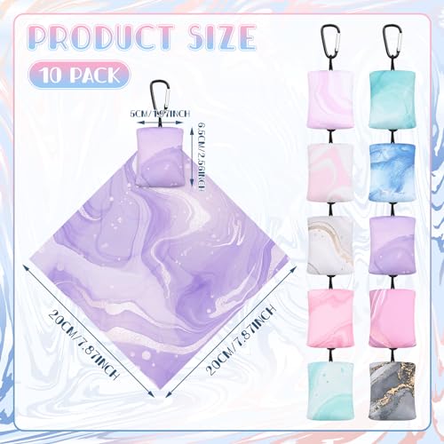 Copkim 10 Pcs Microfiber Cleaning Cloth with Open Pouch and Hanging Ring Cute Marble Design Microfiber Cloth Soft Glasses Cleaner Cloth for Eyeglasses Camera Lens Cell Phone Screens Glasses, 6'' x 7''