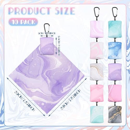 Copkim 10 Pcs Microfiber Cleaning Cloth with Open Pouch and Hanging Ring Cute Marble Design Microfiber Cloth Soft Glasses Cleaner Cloth for Eyeglasses Camera Lens Cell Phone Screens Glasses, 6'' x 7''