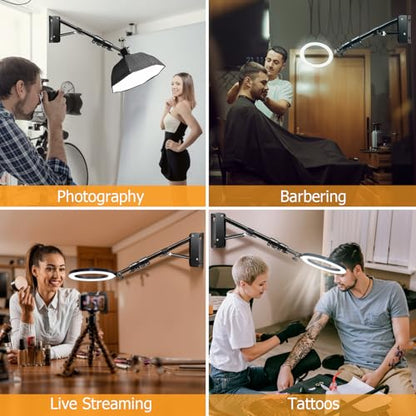 MACTREM Ring Light Wall Mount,44’’/110cm Wall Mounting Triangle Boom Arm for Strobe Light, Photography, Softbox, Reflector,Umbrella,Studio Video Light, Support 180°Rotation - size: 110cm