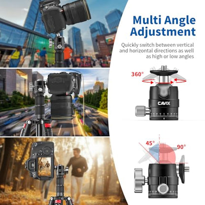CAVIX MT-03 Camera Panoramic Tripod Head Small Ball Head with Arca Swiss Quick Release Plate Bubble Level Load Capacity 11 lbs/5 kg, for DSLR/Mirrorless Camera Tripod, Travel & Landscape Photography - size: Ball Dia. 25mm