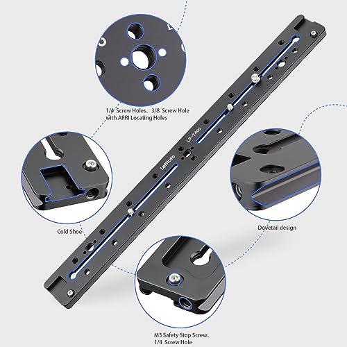 LEFTFOTO 400mm Lengthened Quick Release Double Dovetail Slide Rail Universal QR Plate, with ARRI Locating Hole, 1/4" & 3/8" Threads, Cold Shoe - for DSLR Camera Tripod Ballhead - size: 400mm