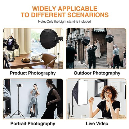 EMART 2 Pack Heavy Duty Light Stand 8.5ft, Spring Cushioned, Aluminum Construction, Photo Video Studio Tripod with Carrying Bag for Photography Lighting, Softbox, Flash - size: 2 Pack
