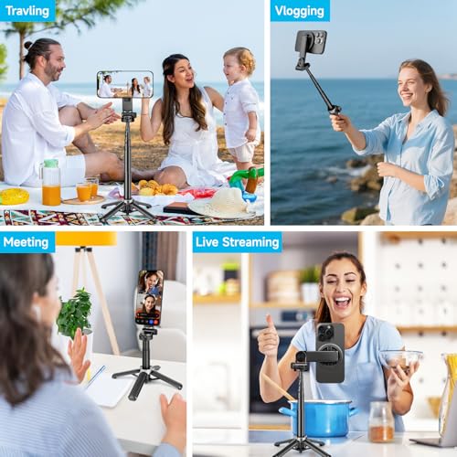 2026 5-in-1 Magnetic Selfie Stick with Remote for Cell Phone 360° Rotation - Transforms into Mini Tripod/Camera Grip/Handheld Stabilizer/Phone Stand.Extend to 16 inches - size: 16.1inch