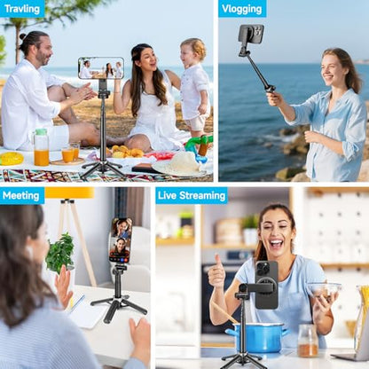 2026 5-in-1 Magnetic Selfie Stick with Remote for Cell Phone 360° Rotation - Transforms into Mini Tripod/Camera Grip/Handheld Stabilizer/Phone Stand.Extend to 16 inches - size: 16.1inch