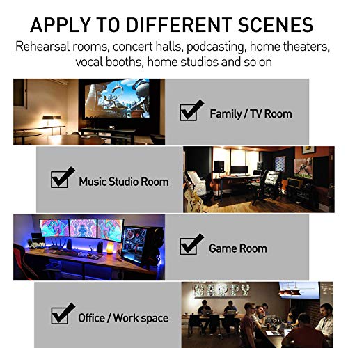 Focusound 52 Pack Acoustic Foam Panels 1" x 12" x 12" Sound Proof Foam Panles Soundproofing Noise Cancelling Wedge Panels for Home Office Recoding Studio with 300PCS Double-Side Adhesive - size: 52 Pack