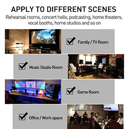Focusound 52 Pack Black GreyAcoustic Foam Panels 1" x 12" x 12" Sound Proof Foam Panles Soundproofing Noise Cancelling Wedge Panels for Home Office Recoding Studio with 300PCS Double-Side Adhesive - size: 52 Pack BlackGrey