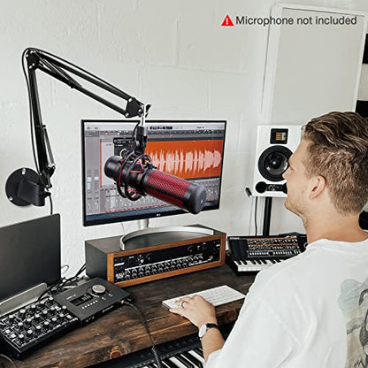 SUNMON Microphone Wall Mount and Metal Table Mounting Clamp, Universal Microphone Boom Arm Stand Compatible with HyperX QuadCast, Blue Yeti, Blue Snowball, Shure SM58 Microphone