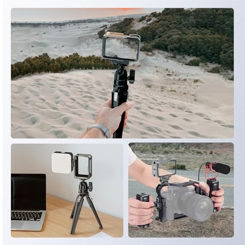 NEEWER Action Camera Cage Kit Compatible with DJI Osmo Action 5 Pro 4 3 DJI Mic, Protective Frame Accessories with Quick Release Cold Shoe Mount & Magnetic Mount Adapter, AC011+AC012+ AC014 - style: AC011+AC012+AC014 Cage Kit（Gray）