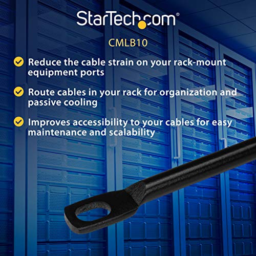 StarTech 10-Pack Horizontal Cable Lacing Bar, 19in Rack, TAA (CMLB10) | Server rack cable management, Network rack-mount cord organizer, Solid steel bars, Each one-third of 1U, High weight capacity - style: 0" Offset 10-pk