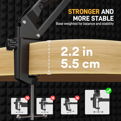 MAONO Boom Arm Microphone Stand with XLR Cable: Adjustable Metal Suspension Mic Boom Arm Kit for Podcast Gaming Streaming Recording,with Desk Clamp and 3/8"to5/8"Screw Adapter(BA20+XLR-180)