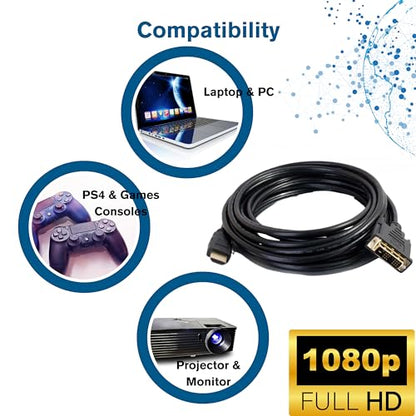 Legrand - C2G DVI to HDMI Cable, DVI-D Male to HDMI Male, Black HDMI Adapter Cable, 2 Meter (6.56 Feet) Bi-Directional Adapter Cable, 1 Count, C2G 42516 - size: 2 meters