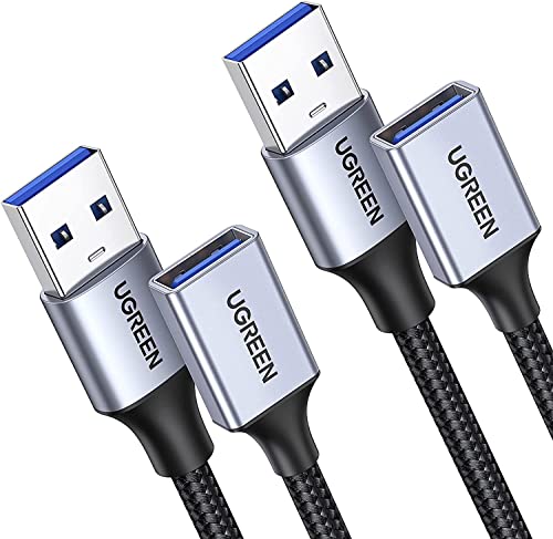 UGREEN 2 Pack USB Extension Cable, (6 FT+ 6 FT) USB Extender USB 3.0 Extension Cable Nylon Braided Compatible with Webcam, Camera, Phone, hub, Mouse, Keyboard, Printer, Hard Drive, Headset - size: 6 FT