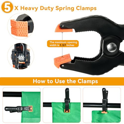 Green Screen Backdrop Kit 6.5x5 ft Portable Chroma Key Background with T-Shaped Stand, 5 Spring Clamps & Carrying Bag – for Zoom, YouTube, TikTok, Gaming, Streaming, Photography (Green)