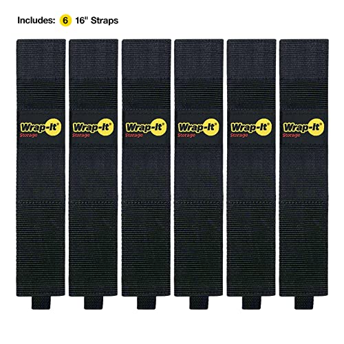 Twin-Straps by Wrap-It Storage - 16" (6-Pack) - Hook and Loop Hanging Cable Wrap for Multi-Purpose Cord and Hose Storage - size: 16" (6 Pack)