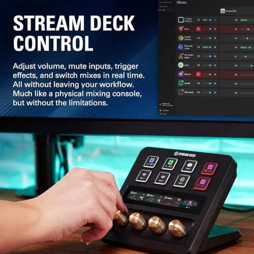 Elgato Wave XLR MK.2 USB Audio Interface and DSP Mixer | 80dB gain, Onboard voice effects, LED level feedback, Touch mute, Ultra-low-latency monitoring, Works with Stream Deck