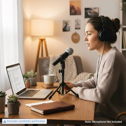 Desktop Mic Stand Aluminum Alloy Microphone Stand for Desk Foldable Adjustable Height Table Mic Stand Dynamic Microphones with 2 Mic Clips, for Singing Recording Streaming