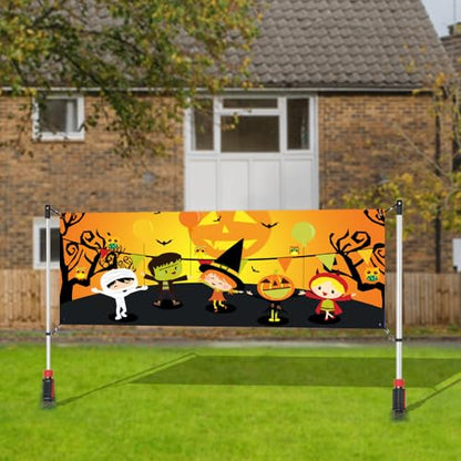 Adjustable Banner Pole Holder with Stake Outdoor Horizontal Banner Post Stand for 10'W X 3'H Banner,Advertising Displays Stand Yard Sign Displays with Carrying Bag (Hardware only)